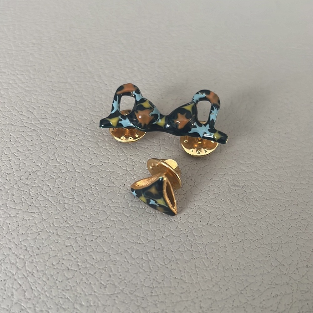 Two piece, bikini, enameled pin